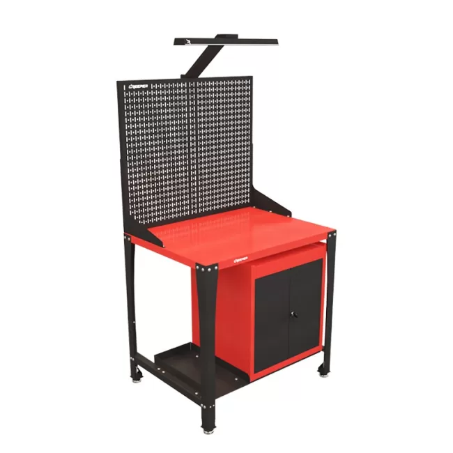 میزکار دو طبقه با استند، چراغ و کمد  170سانتی